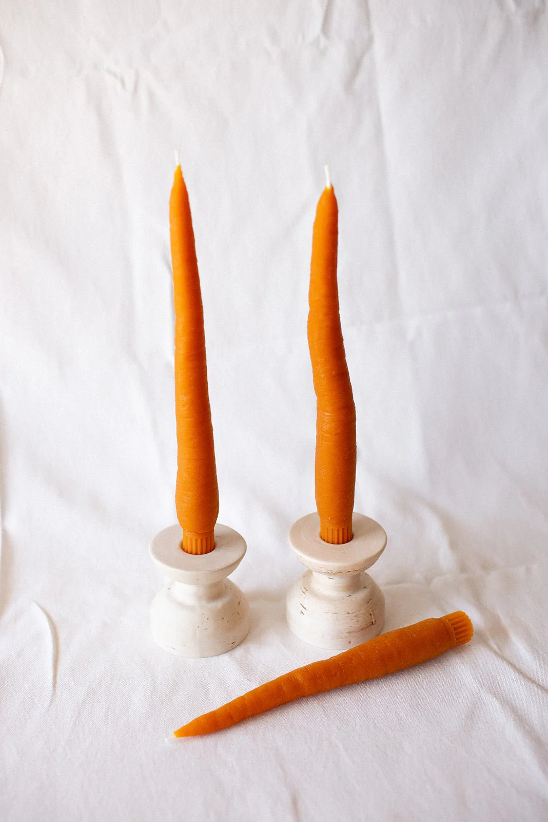 Beeswax Carrot Taper Candles- Set of 2 - Image 2