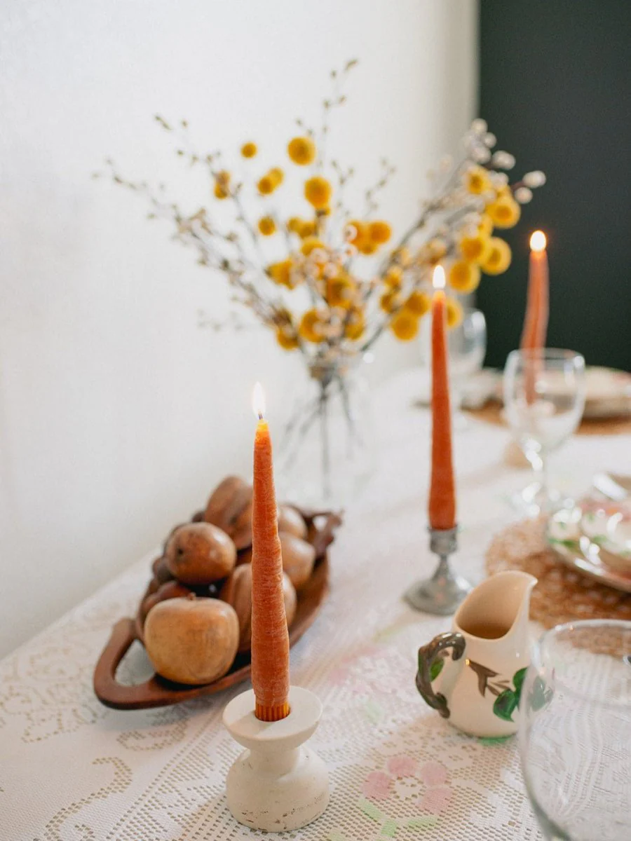 Beeswax Carrot Taper Candles- Set of 2 - Image 4